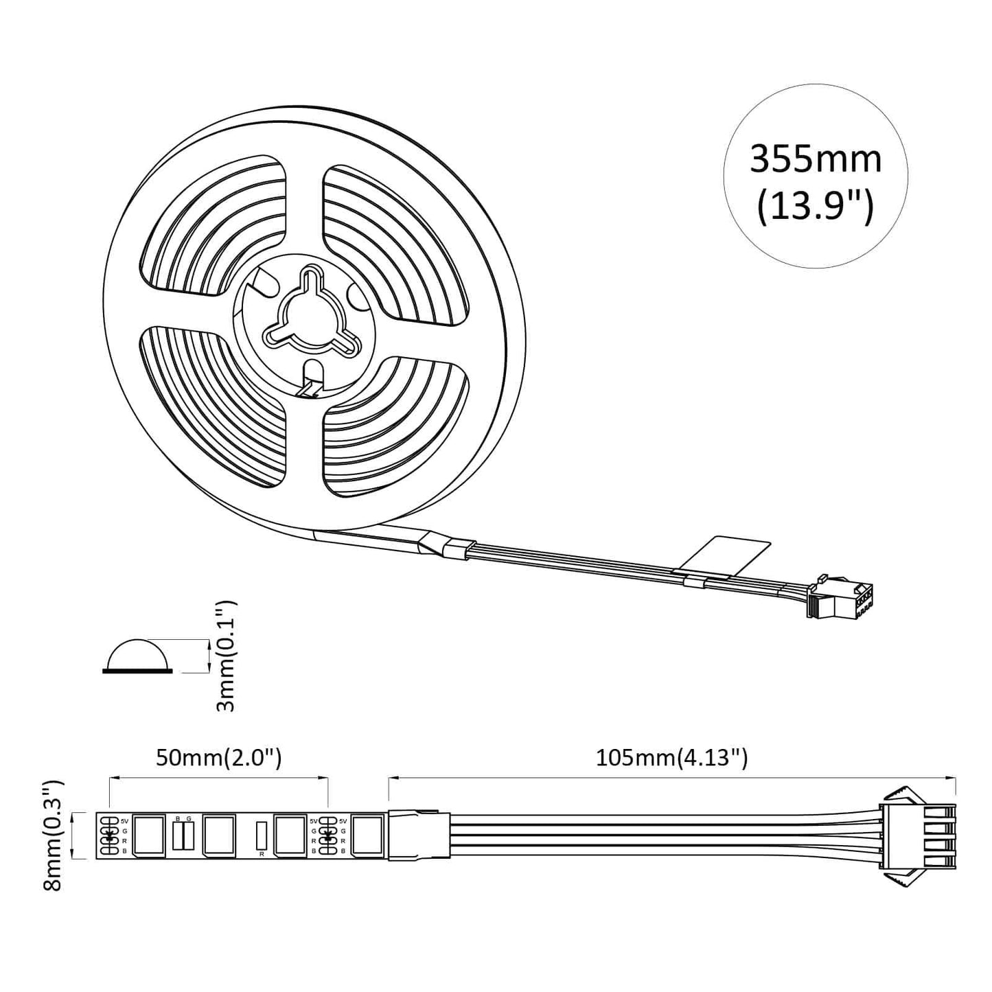 LED Strip 12 pcs Black and Transparent 250 mm