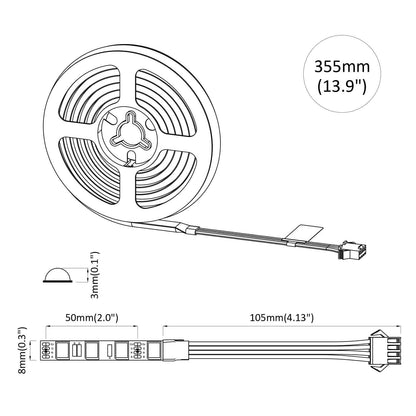 LED Strip 12 pcs Black and Transparent 250 mm
