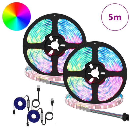 LED Strip 2 pcs Black and Transparent Copper and Plastic