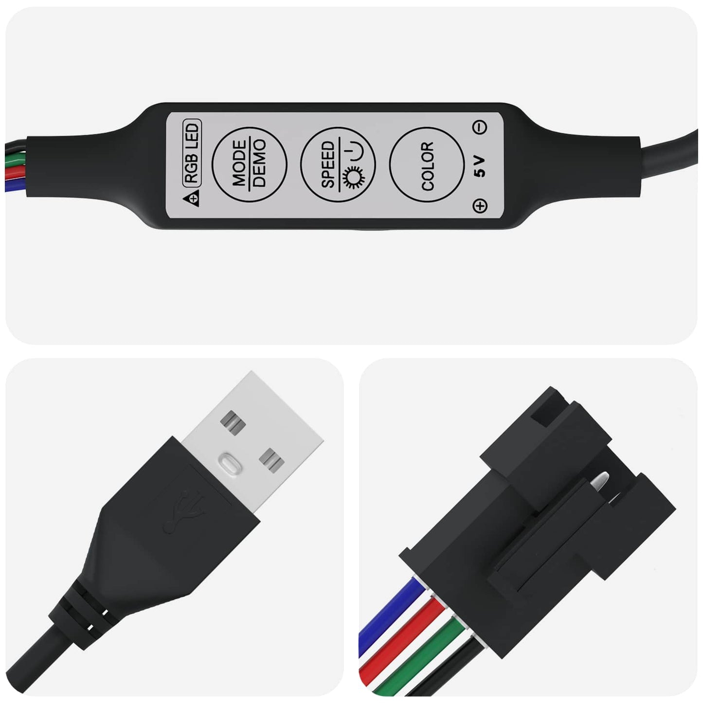LED Strip 12 pcs Black and Transparent 4700 mm