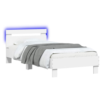 Bed Frame with LED White 80 x 200 cm Engineered Wood