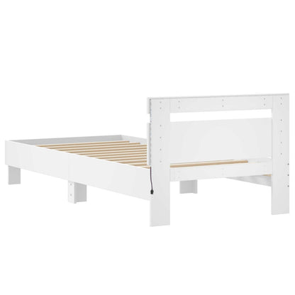 Bed Frame with LED White 80 x 200 cm Engineered Wood