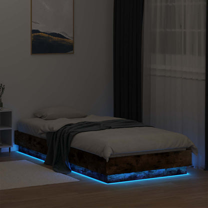 Bed Frame with LED Smoked Oak 80 x 200 cm Engineered Wood