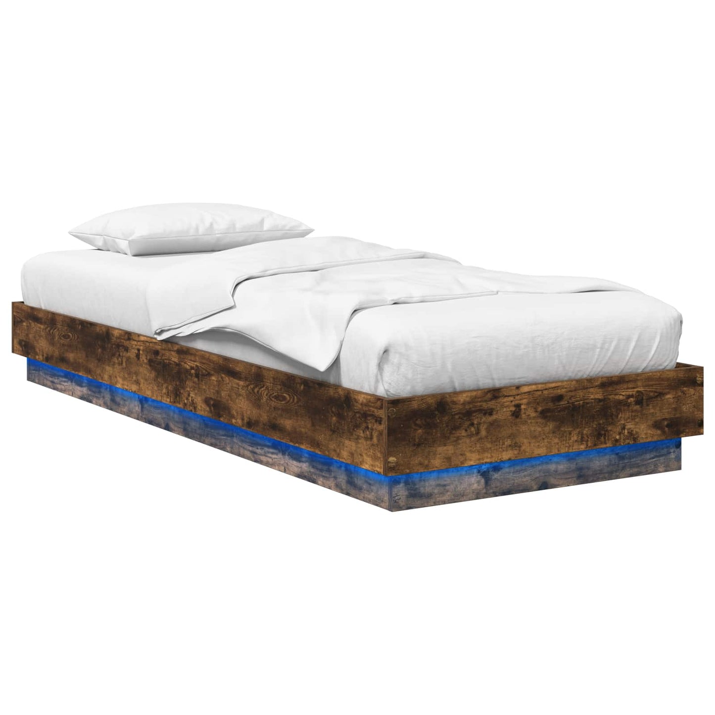 Bed Frame with LED Smoked Oak 80 x 200 cm Engineered Wood