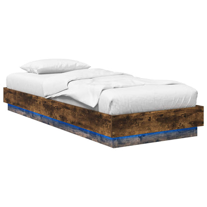 Bed Frame with LED Smoked Oak 80 x 200 cm Engineered Wood