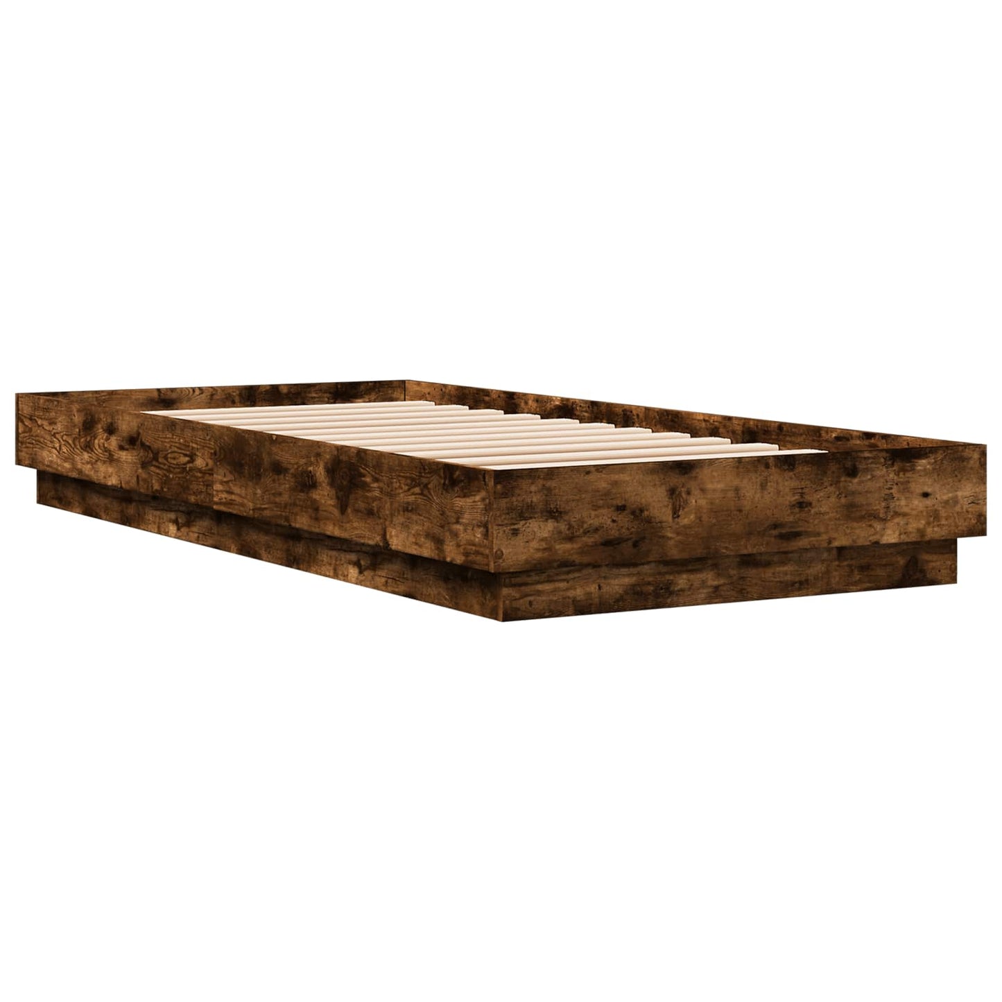 Bed Frame with LED Smoked Oak 80 x 200 cm Engineered Wood