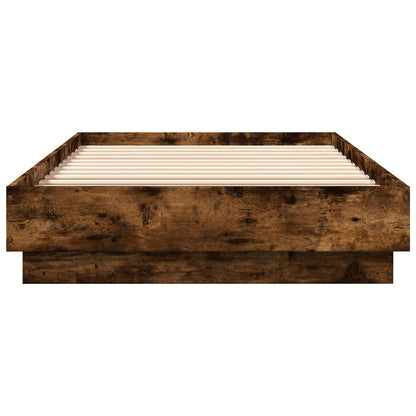 Bed Frame with LED Smoked Oak 80 x 200 cm Engineered Wood