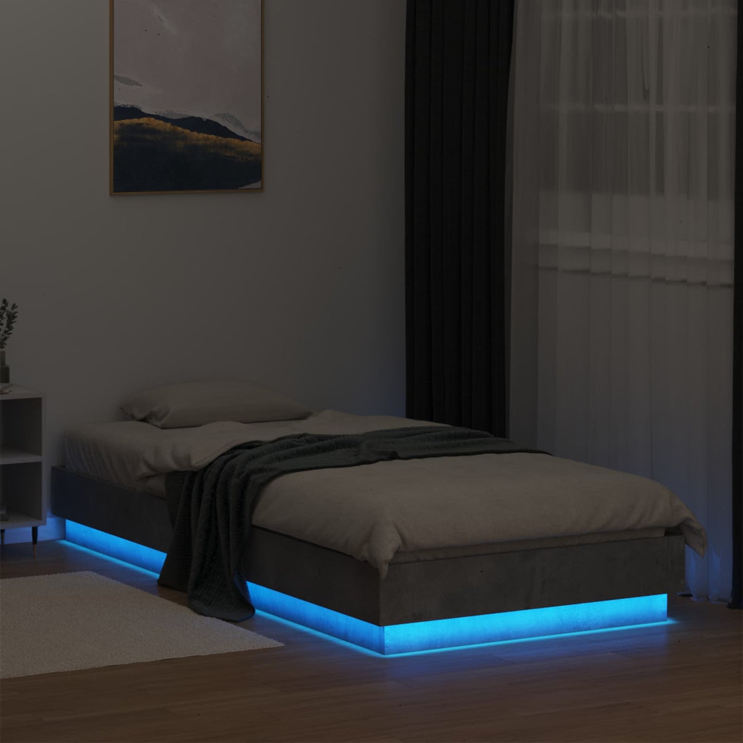 Bed Frame with LED Concrete Grey 80 x 200 cm Engineered Wood