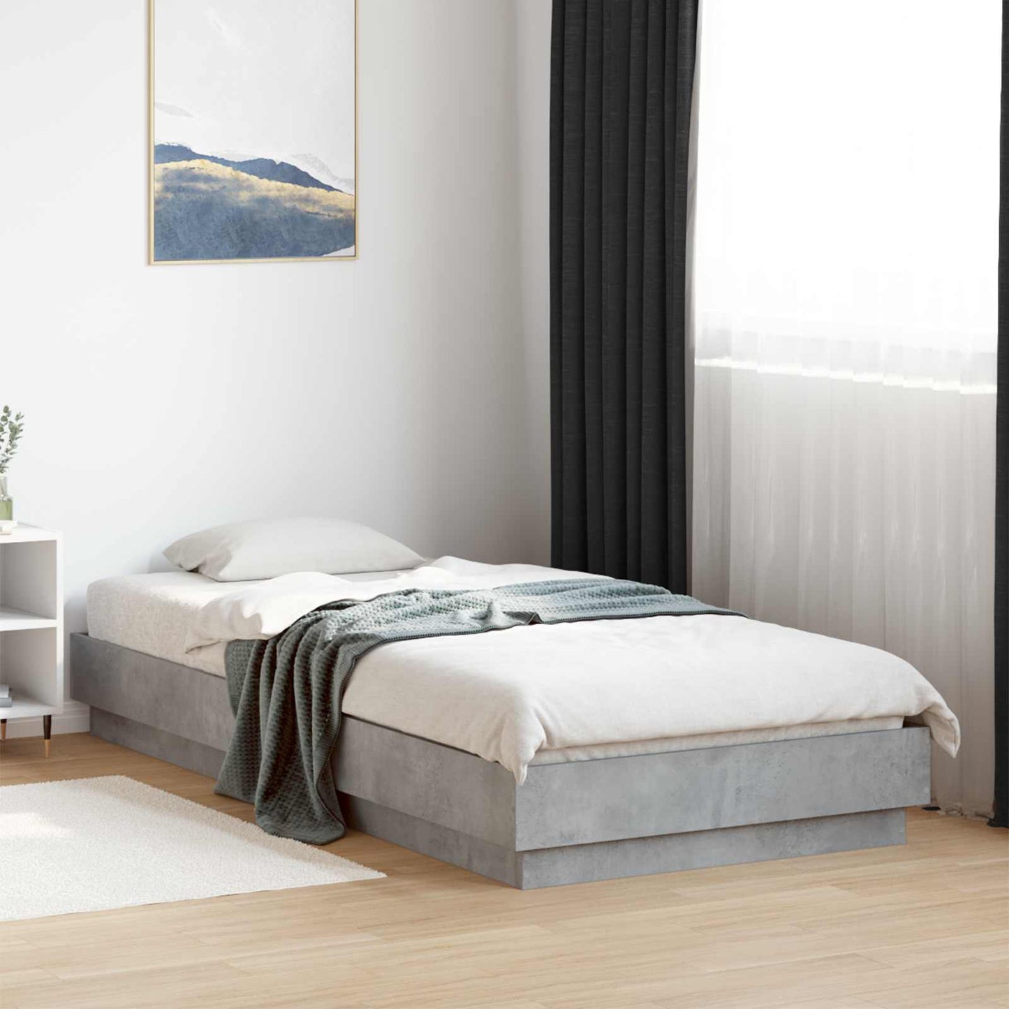Bed Frame with LED Concrete Grey 80 x 200 cm Engineered Wood