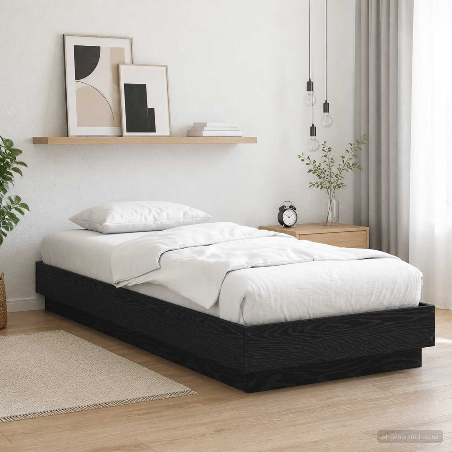 Bed Frame with LED Black Oak 80 x 200 cm Engineered Wood
