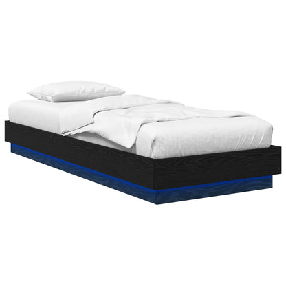 Bed Frame with LED Black Oak 80 x 200 cm Engineered Wood