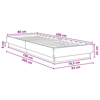 Bed Frame with LED Black Oak 80 x 200 cm Engineered Wood
