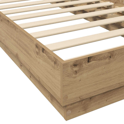 Bed Frame with LED Artisian Oak 80 x 200 cm Engineered Wood