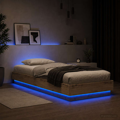 Bed Frame with LED Artisian Oak 80 x 200 cm Engineered Wood