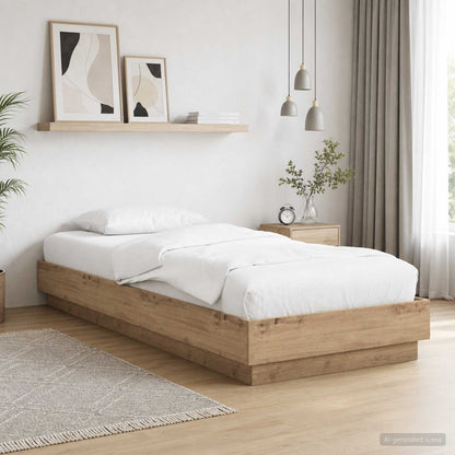 Bed Frame with LED Artisian Oak 80 x 200 cm Engineered Wood