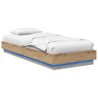 Bed Frame with LED Artisian Oak 80 x 200 cm Engineered Wood