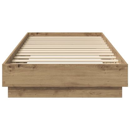 Bed Frame with LED Artisian Oak 80 x 200 cm Engineered Wood