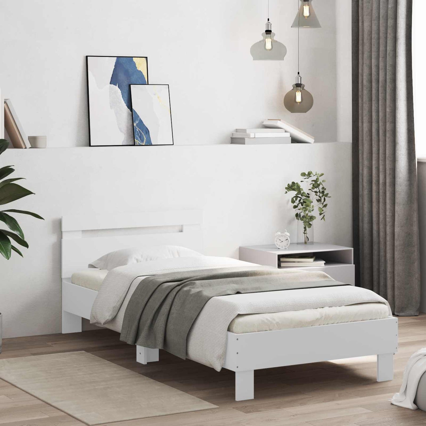 Bed Frame with Headboard White 80 x 200 cm Engineered Wood