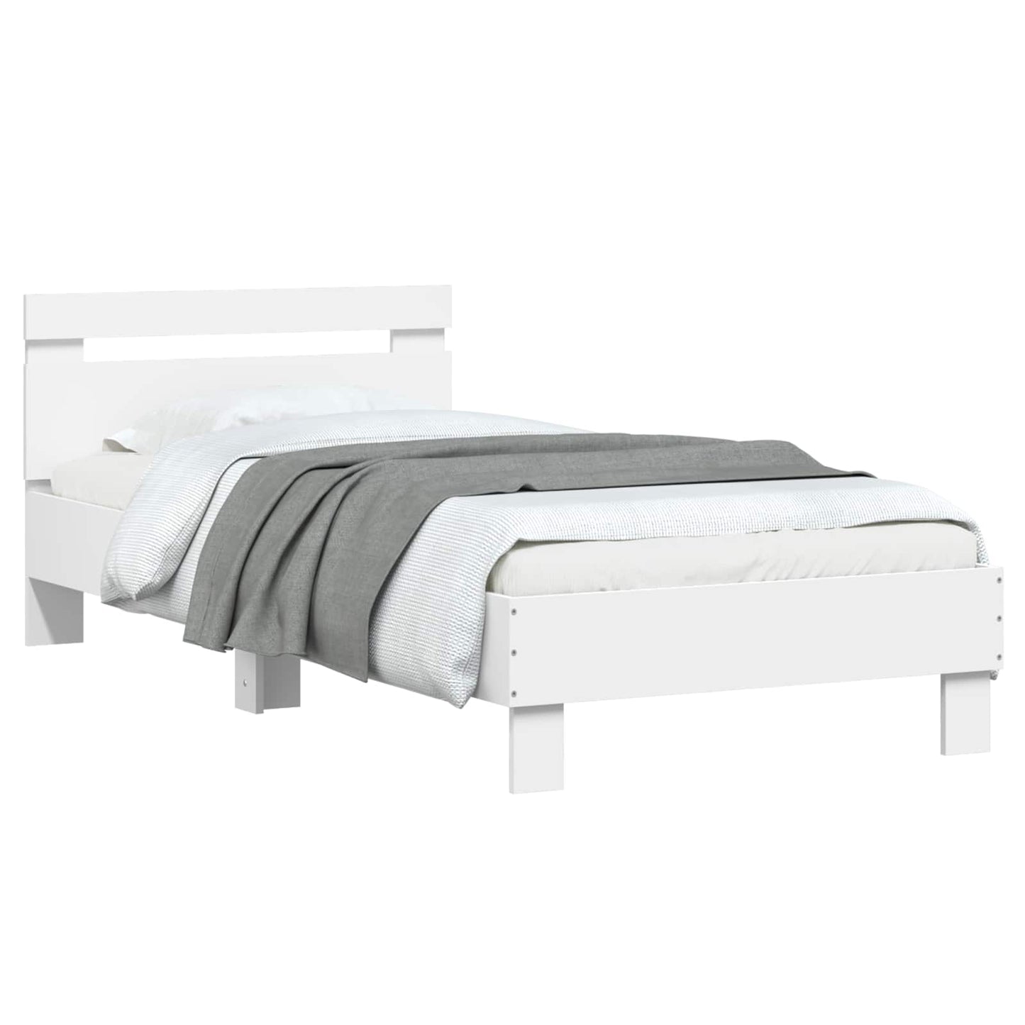 Bed Frame with Headboard White 80 x 200 cm Engineered Wood