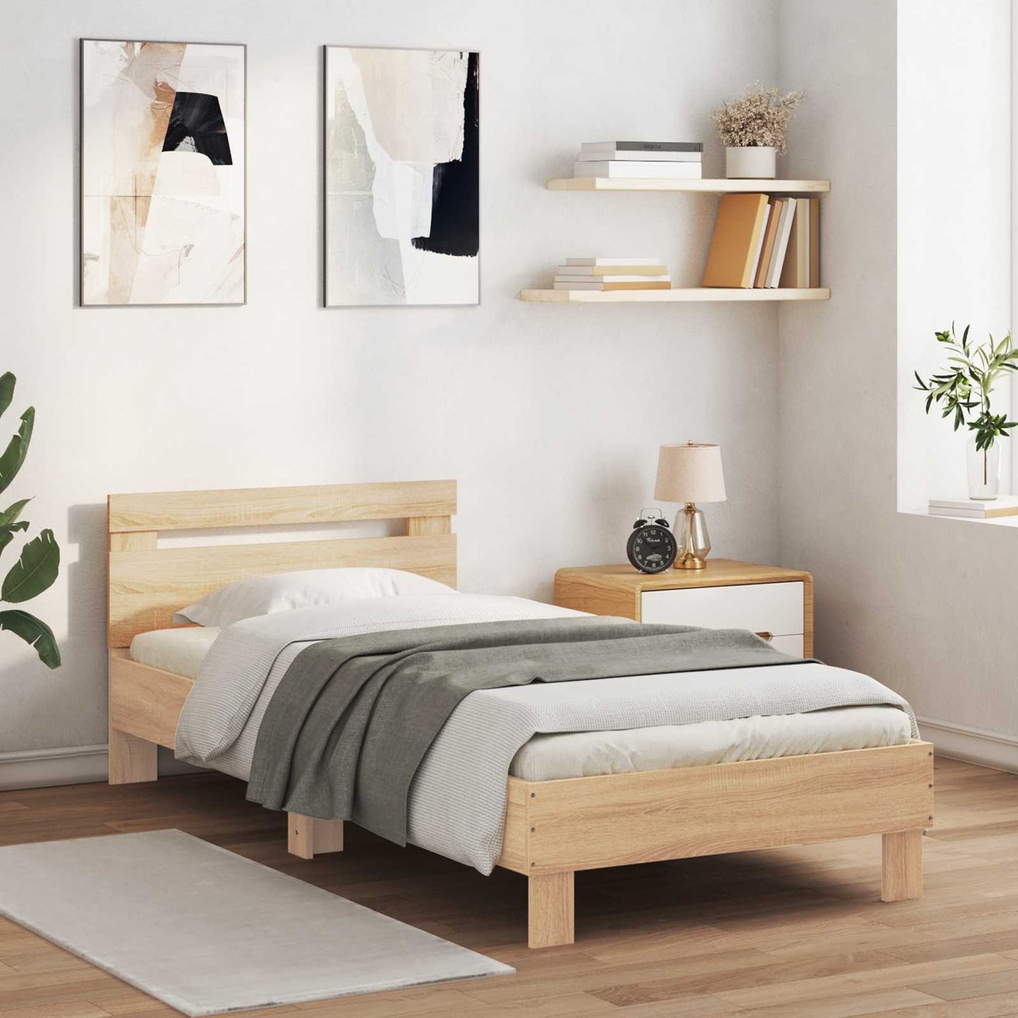 Bed Frame with Headboard Sonoma Oak 80 x 200 cm Engineered Wood