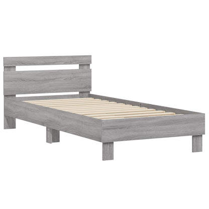 Bed Frame with Headboard Grey Sonoma 80 x 200 cm