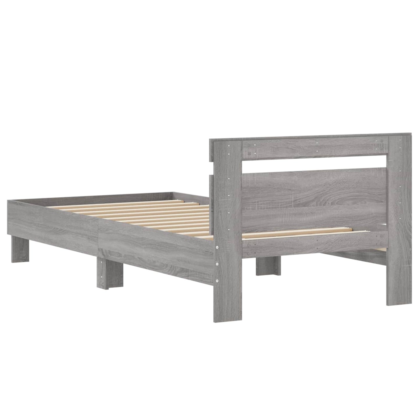Bed Frame with Headboard Grey Sonoma 80 x 200 cm
