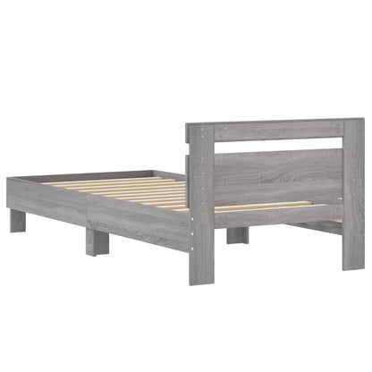 Bed Frame with Headboard Grey Sonoma 80 x 200 cm