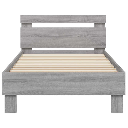 Bed Frame with Headboard Grey Sonoma 80 x 200 cm