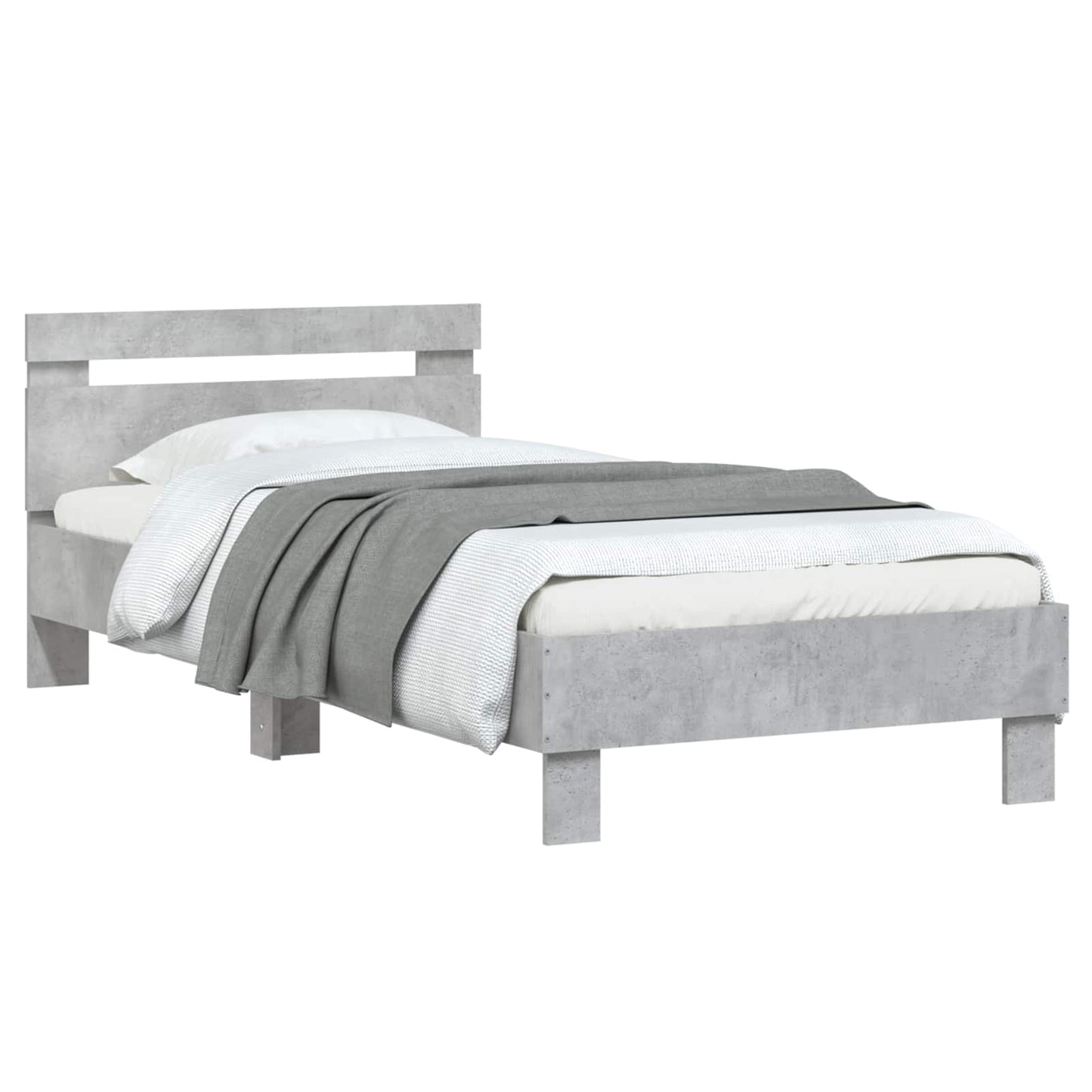 Bed Frame with Headboard Concrete Grey 80 x 200 cm