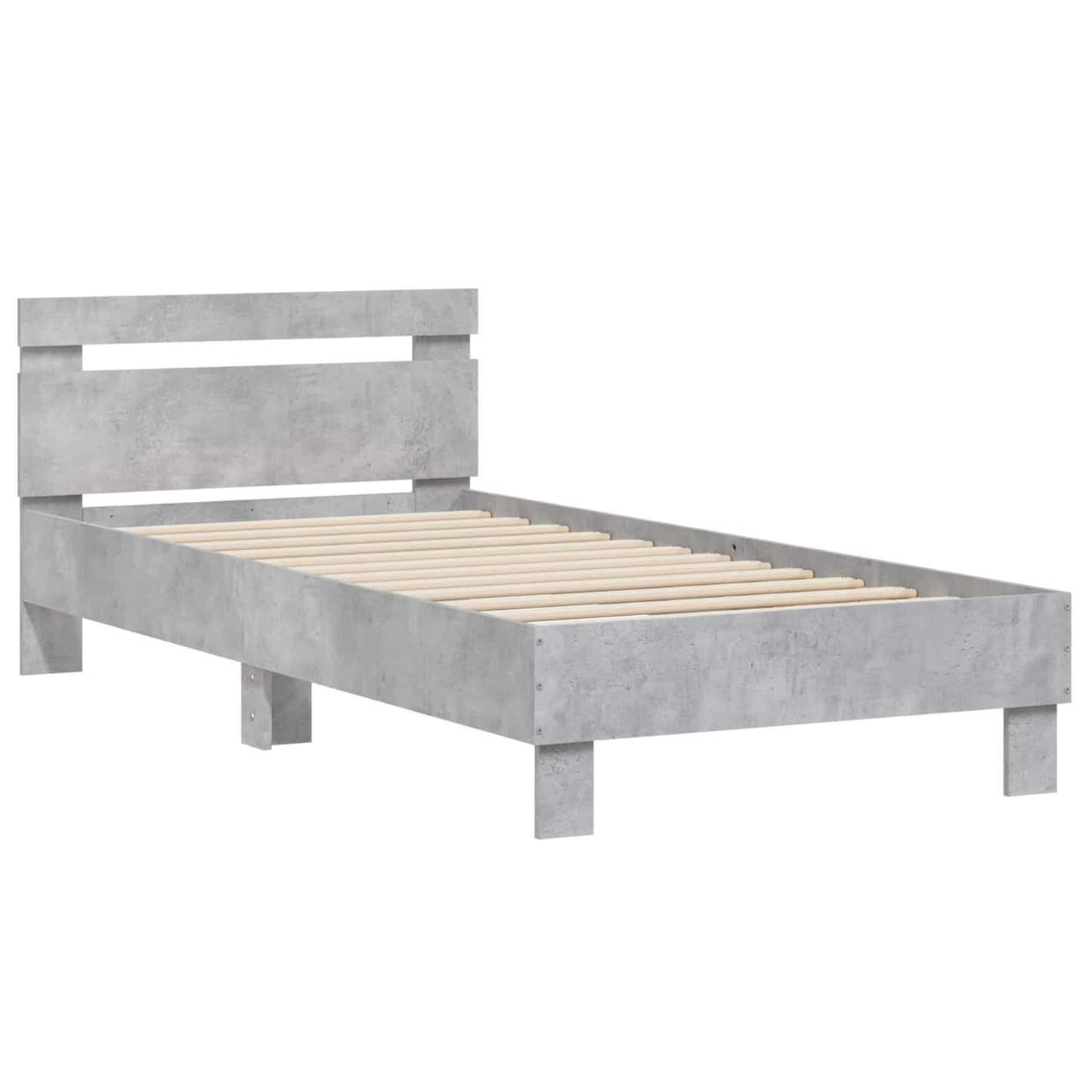 Bed Frame with Headboard Concrete Grey 80 x 200 cm