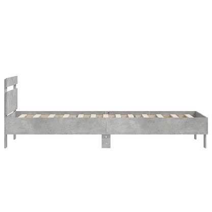 Bed Frame with Headboard Concrete Grey 80 x 200 cm