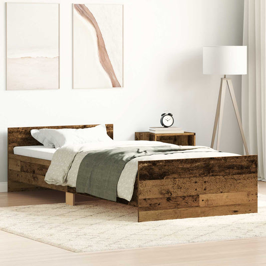 Bed Frame with Headboard Old Wood Engineered Wood