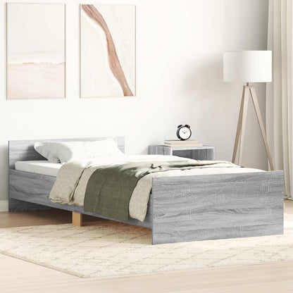 Bed Frame with Headboard Grey Sonoma 80 x 200 cm