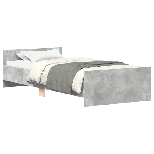 Bed Frame with Headboard Concrete Grey Engineered Wood