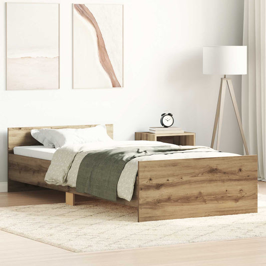 Bed Frame with Headboard Artisan Oak Engineered Wood