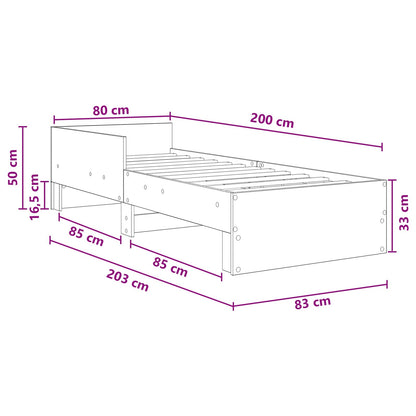 Bed Frame with Headboard Sonoma Oak 80 x 200 cm Engineered Wood