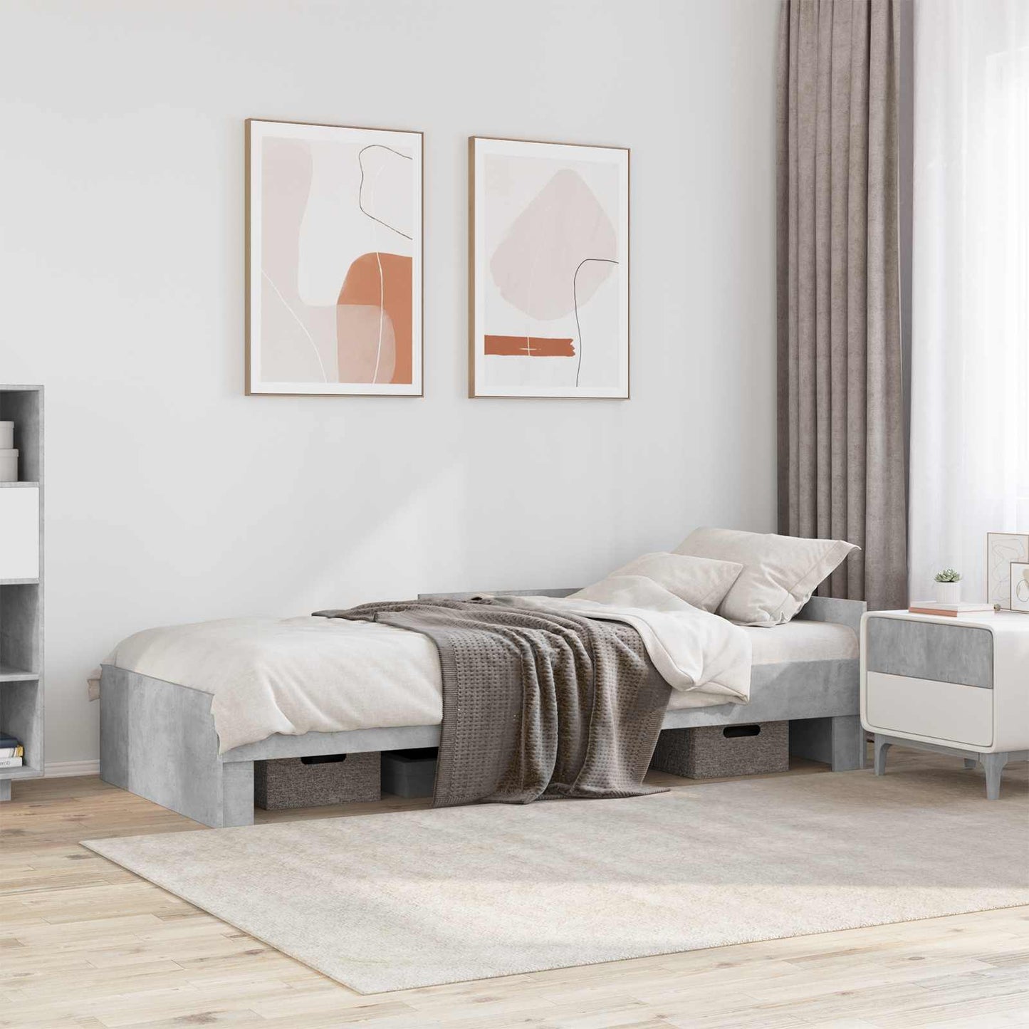 Bed Frame with Headboard Concrete Grey 80 x 200 cm