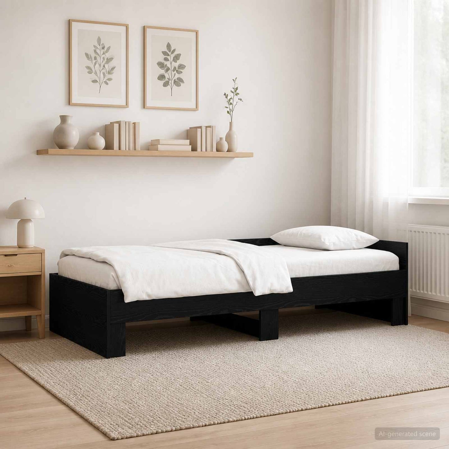 Bed Frame with Headboard Black Oak 80 x 200 cm Engineered Wood