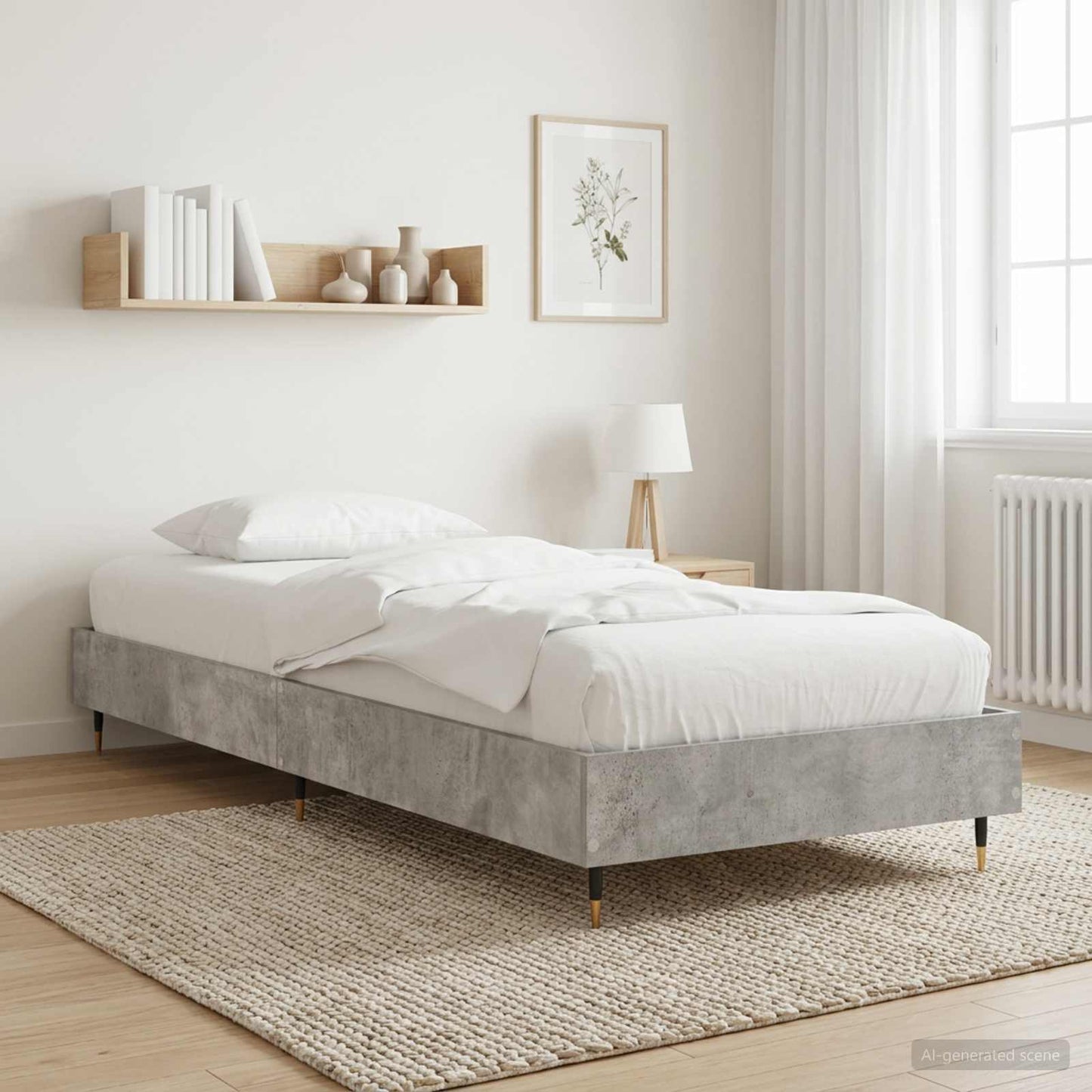 Bed Frame Concrete Grey 80 x 200 cm Engineered Wood