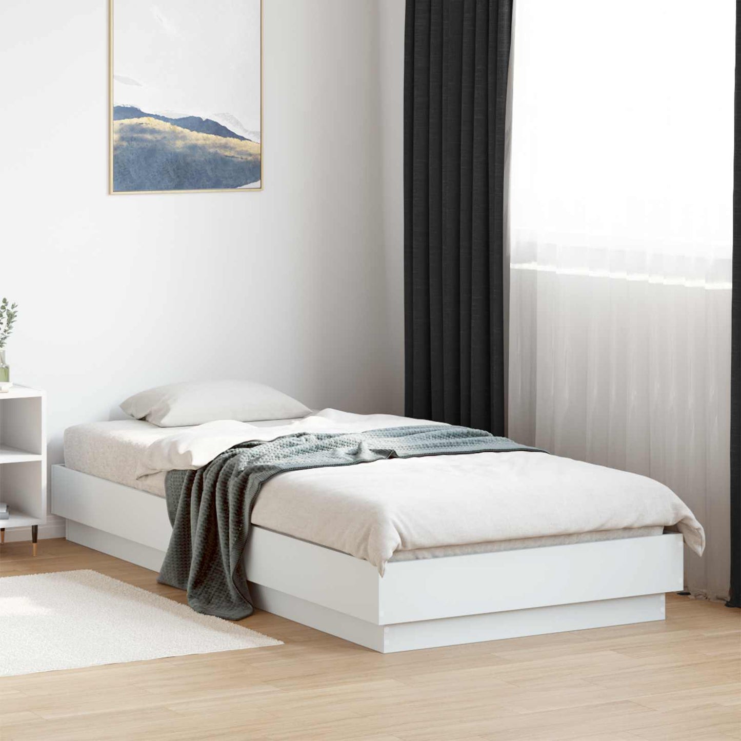 Floor Bed Frame White 80 x 200 cm Engineered Wood