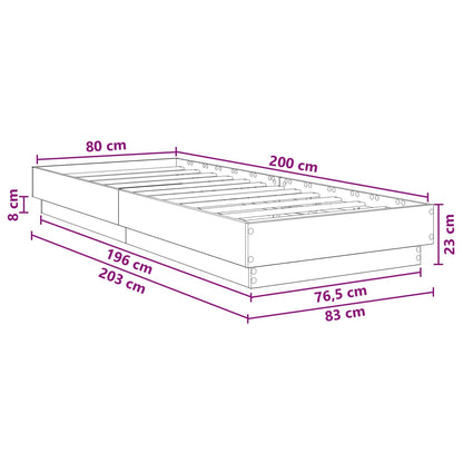 Floor Bed Frame White 80 x 200 cm Engineered Wood