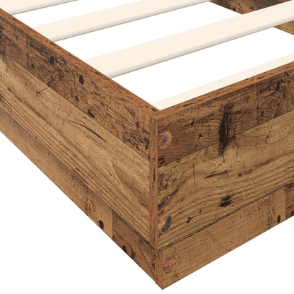 Floor Bed Frame Old Wood 80 x 200 cm Engineered Wood