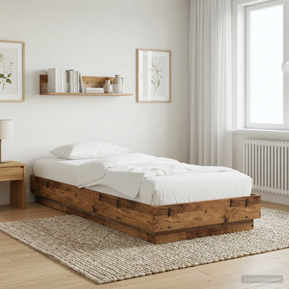Floor Bed Frame Old Wood 80 x 200 cm Engineered Wood