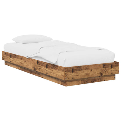 Floor Bed Frame Old Wood 80 x 200 cm Engineered Wood