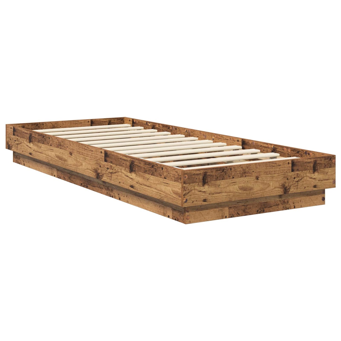 Floor Bed Frame Old Wood 80 x 200 cm Engineered Wood