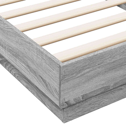 Floor Bed Frame Grey Sonoma 80 x 200 cm Engineered Wood
