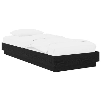Floor Bed Frame Black Oak 80 x 200 cm Engineered Wood
