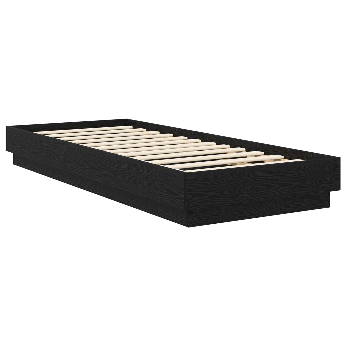 Floor Bed Frame Black Oak 80 x 200 cm Engineered Wood