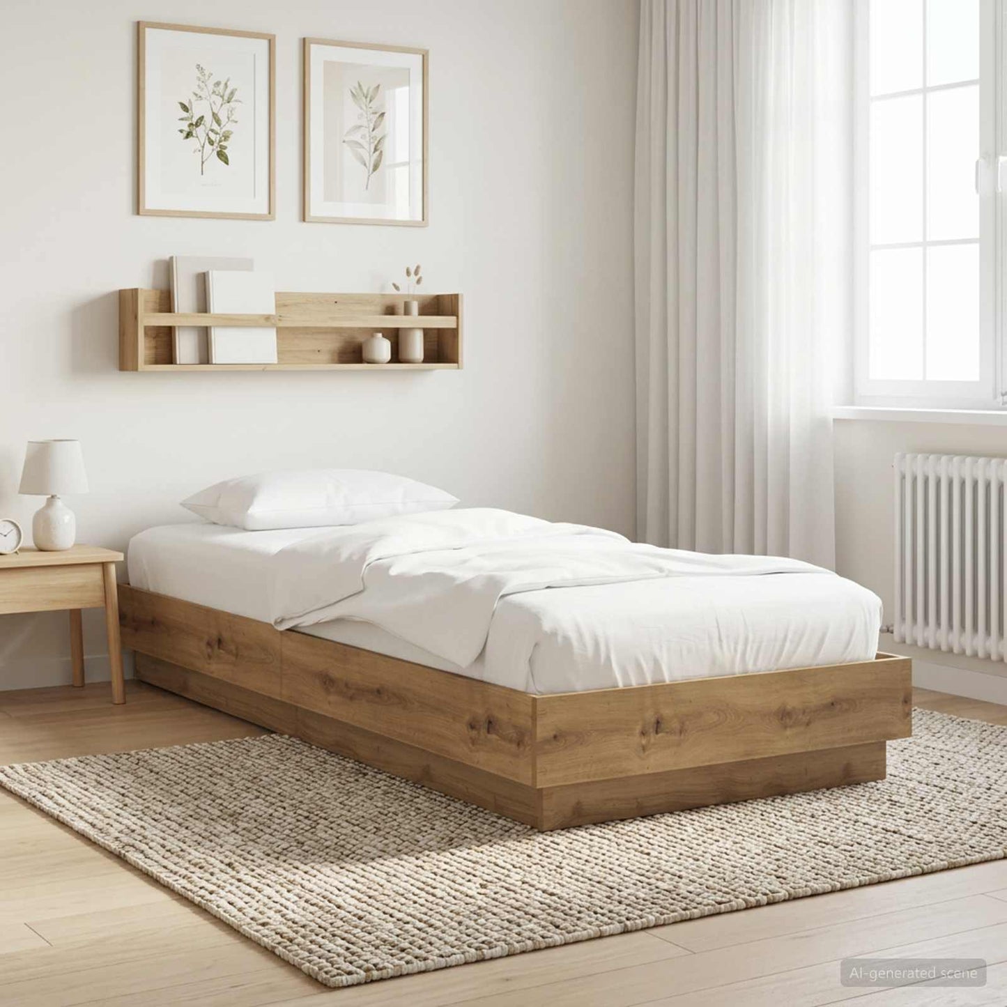 Floor Bed Frame Artisan Oak 80 x 200 cm Engineered Wood