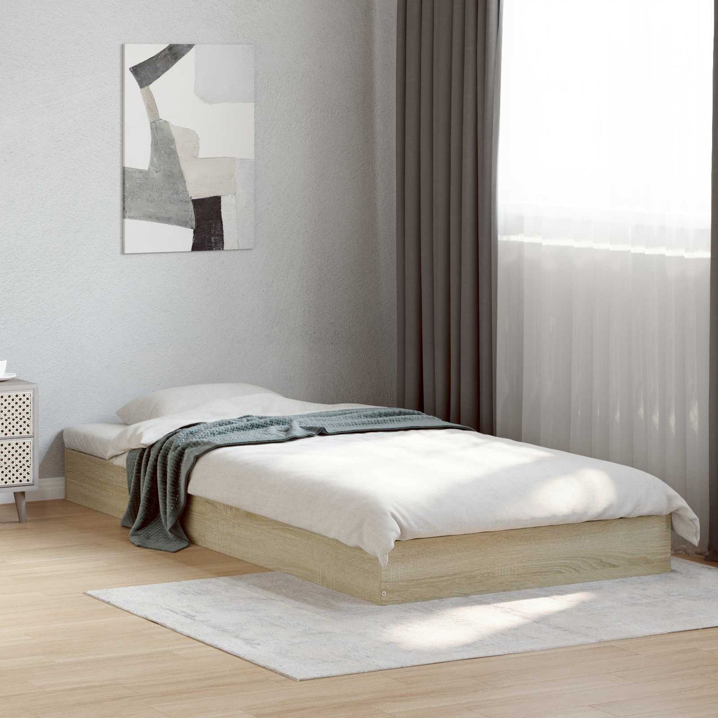 Floor Bed Frame Sonoma Oak 80 x 200 cm Engineered Wood